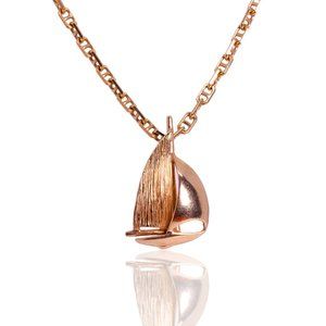 Sailor's 14K Yellow Gold Textured Sailboat Pendant Charm, 3.3g, Minimalist Style